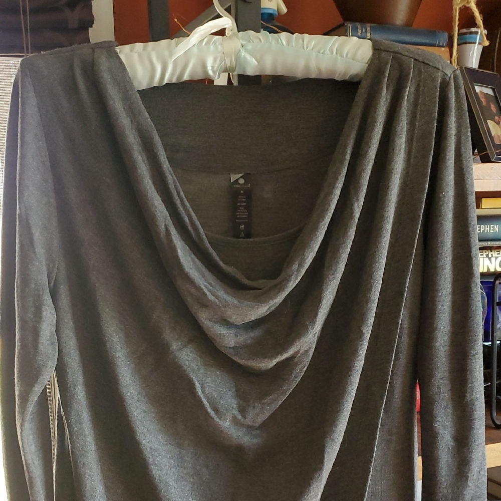 Gray relaxed scoop neck top